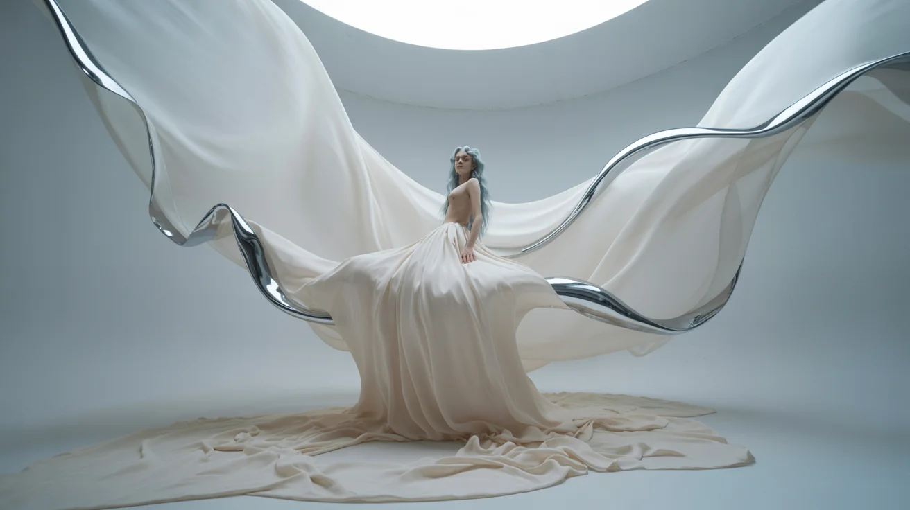 Schwebende Haute Couture im Weltraum