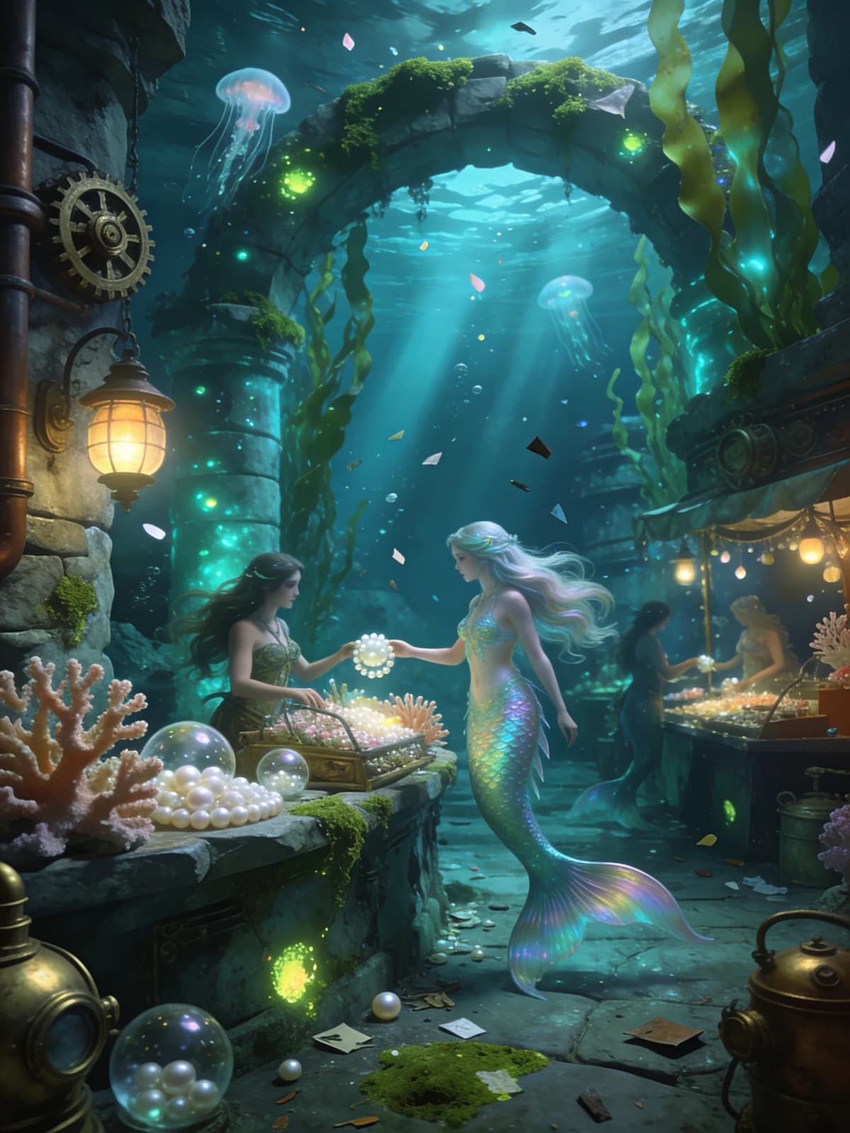 Mystischer Unterwasser-Marktplatz der Meerjungfrauen