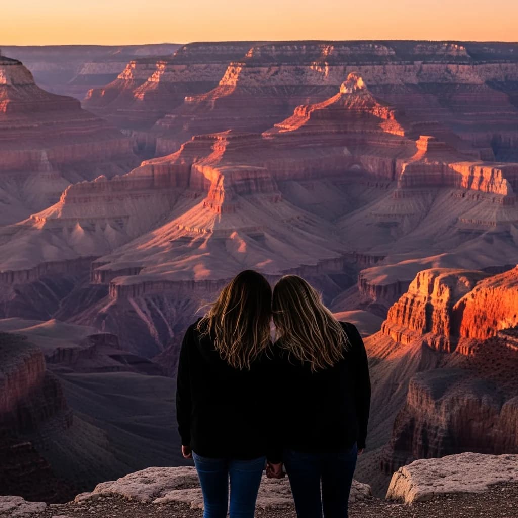 Freundschaft im Morgenlicht am Grand Canyon