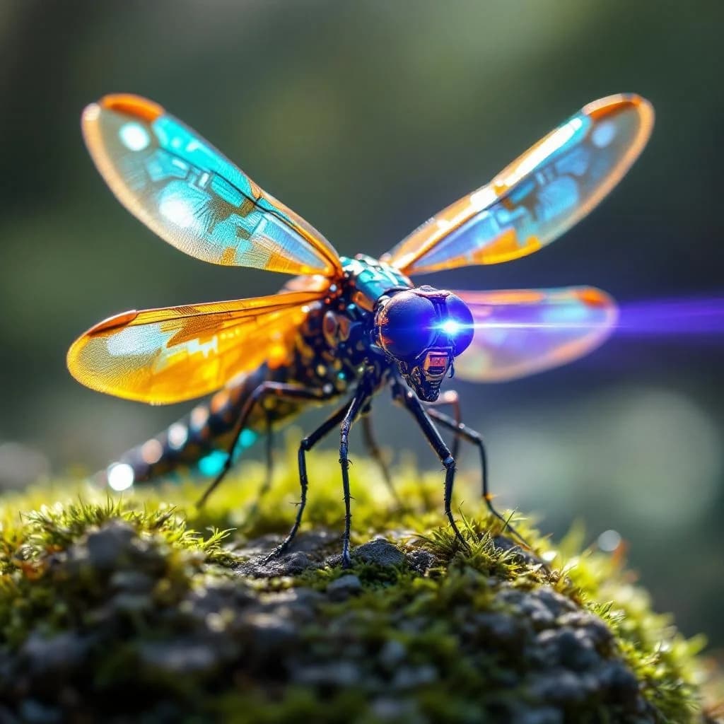 Cyberpunk-Libelle mit Laser-Visier