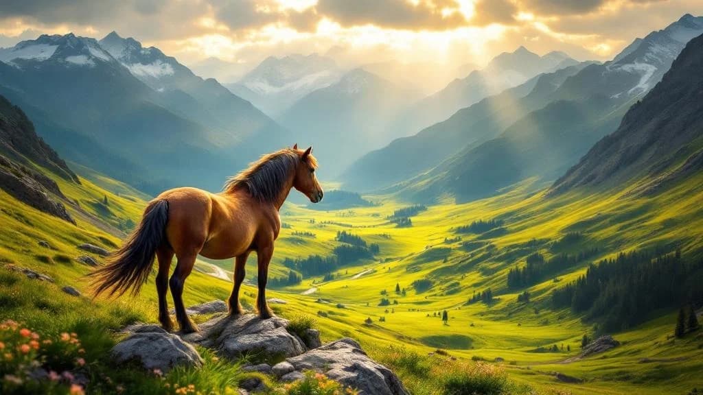 Wachsamer Mustang in den Rocky Mountains