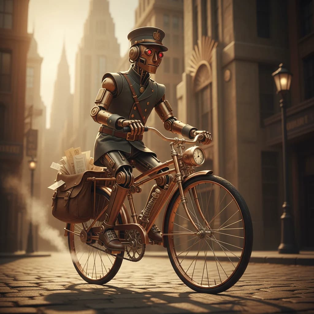 Retro-Roboter Postbote im Art-déco Stil
