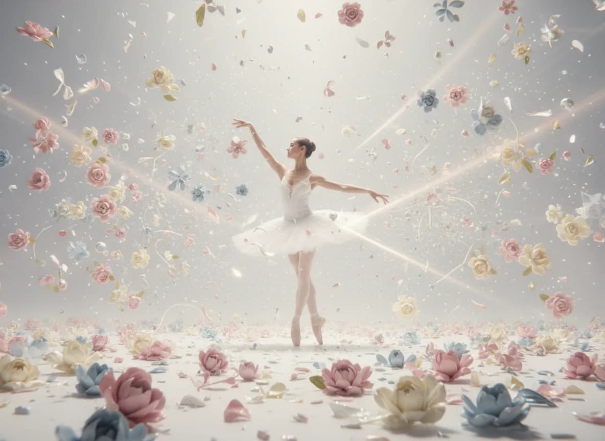 Porzellan-Pirouette im Blumenfeld