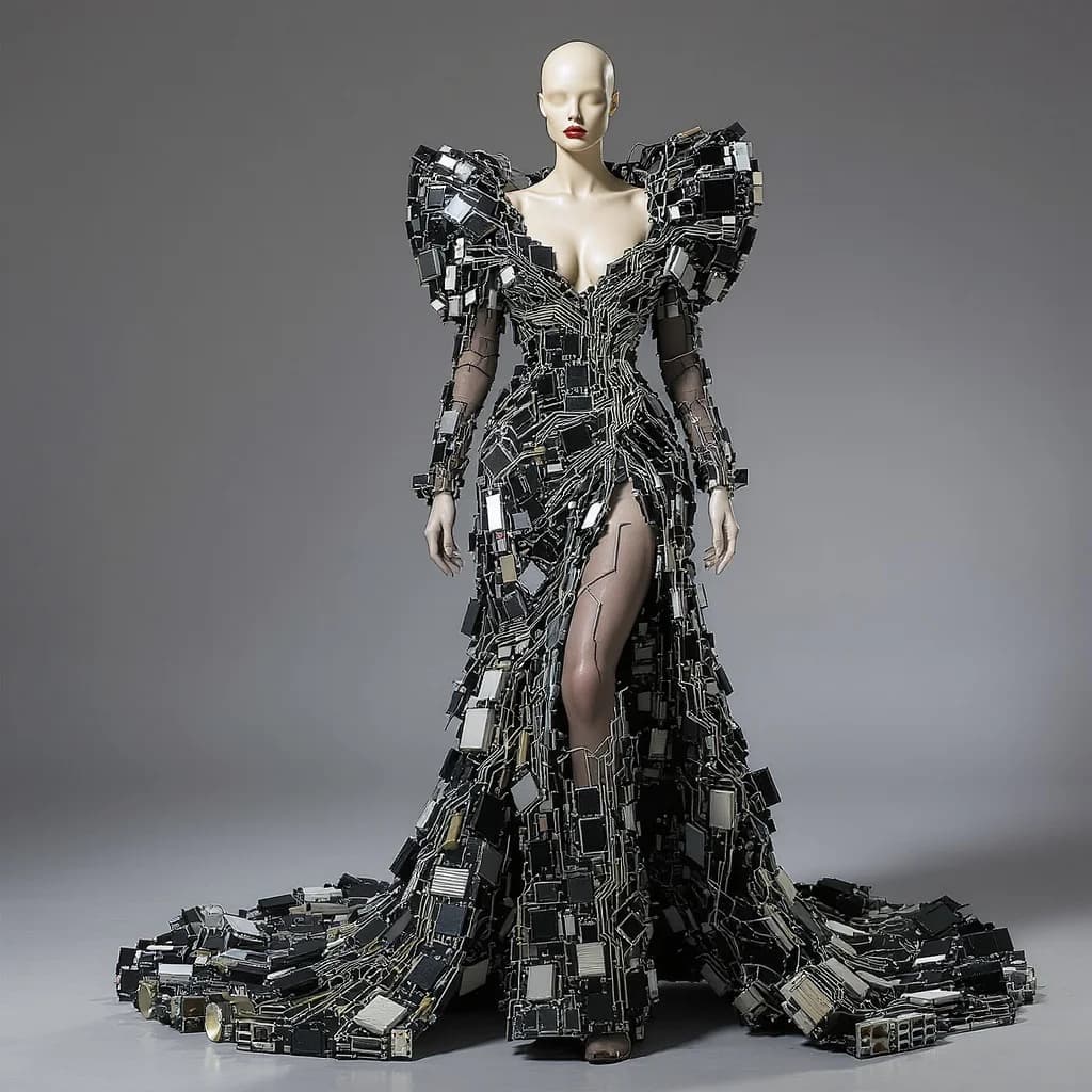 Cyberpunk-Robe aus Computerteilen