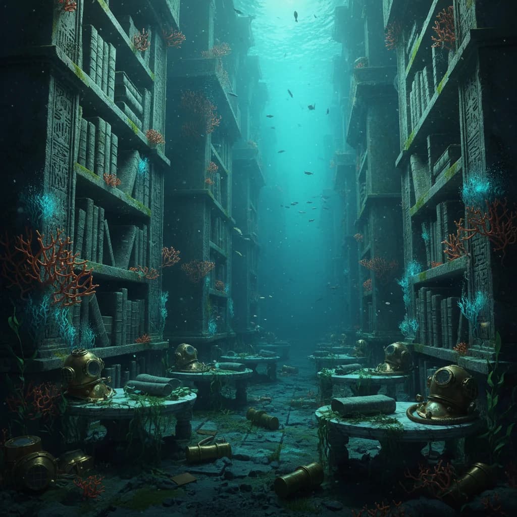 Versunkene Steinbibliothek der Tiefsee