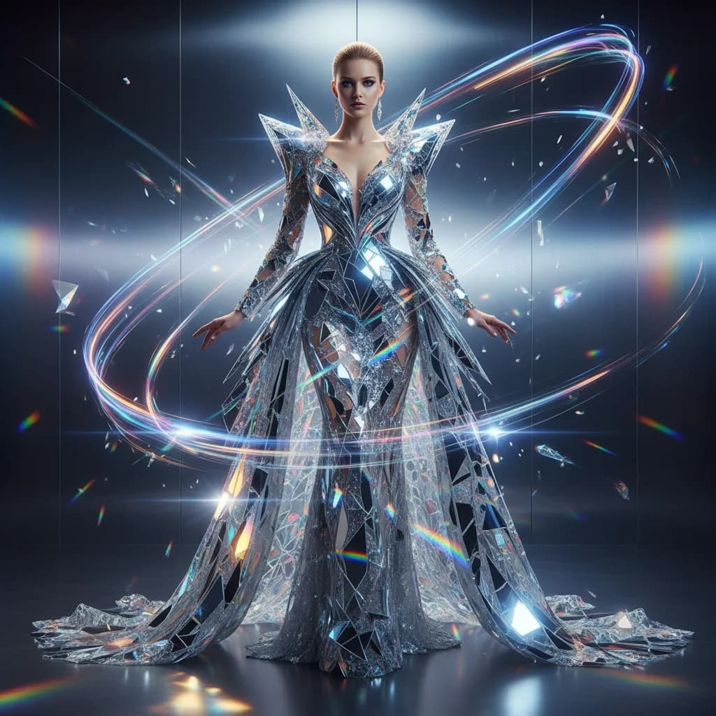 Futuristische Glasscherben-Couture