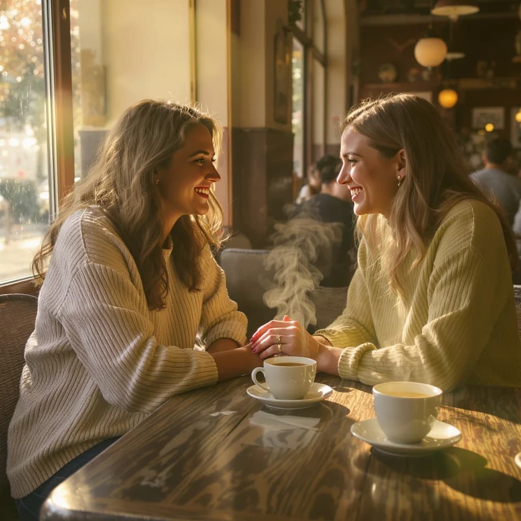 Innige Freundschaft im Café