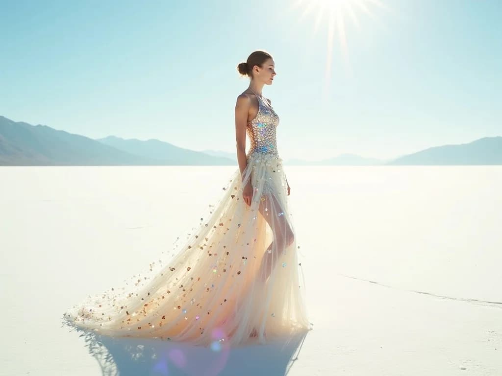 Prismatische Haute Couture in der Salzwüste