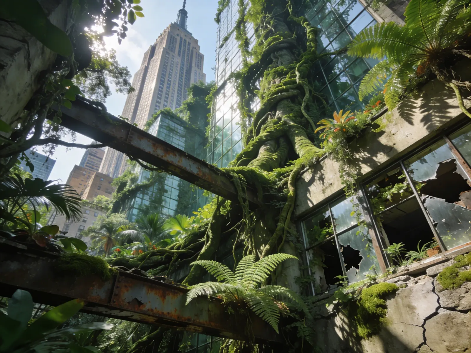 Überwucherte Wolkenkratzer Manhattan