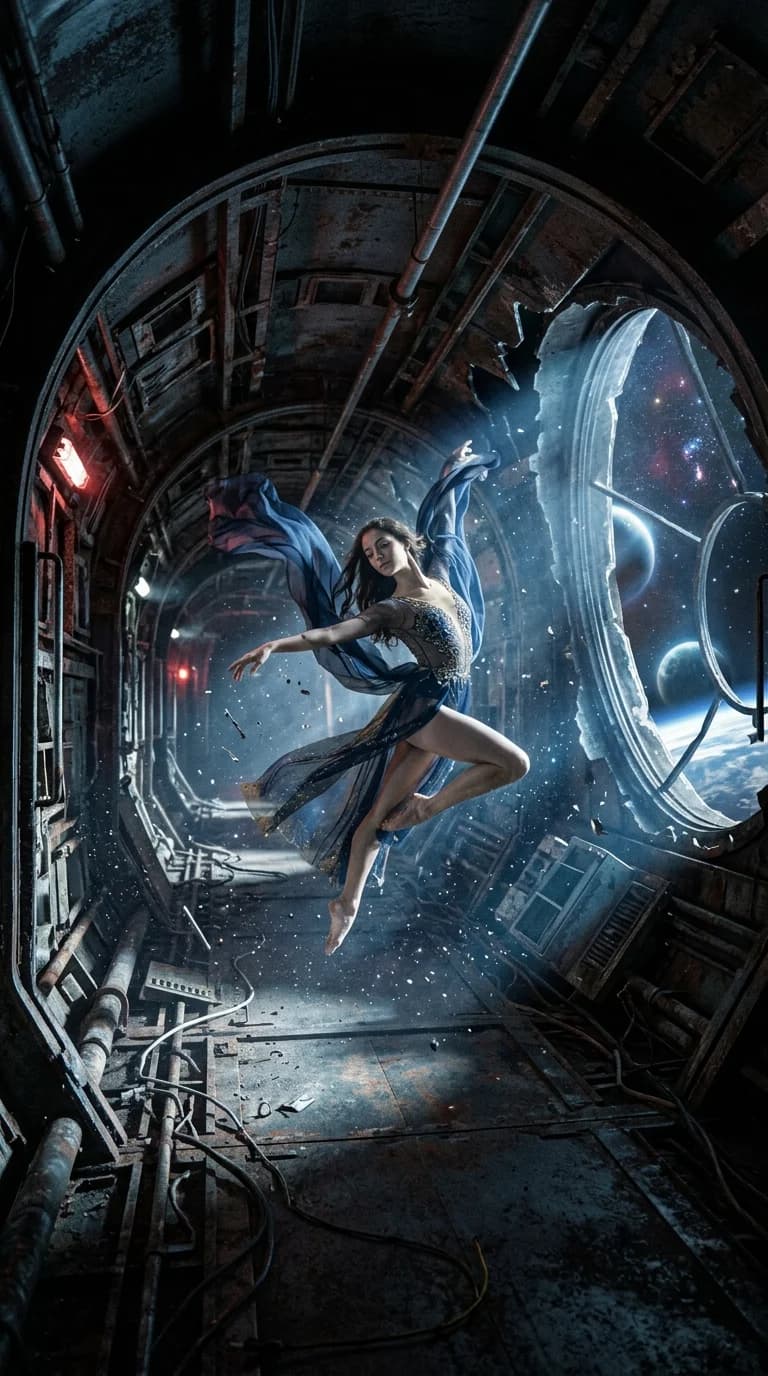 Schwereloser Tanz im Weltraum