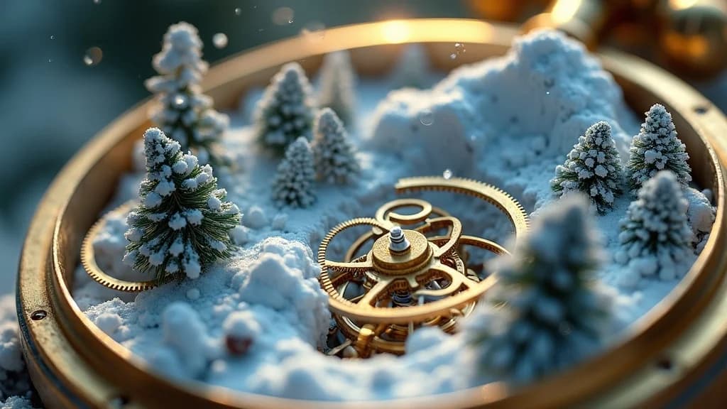 Magische Taschenuhr mit Winterlandschaft