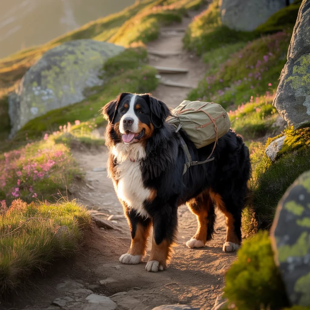 Berner Sennenhund als Wanderabenteurer
