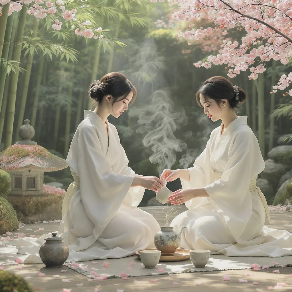 Zen-Teezeremonie im japanischen Garten