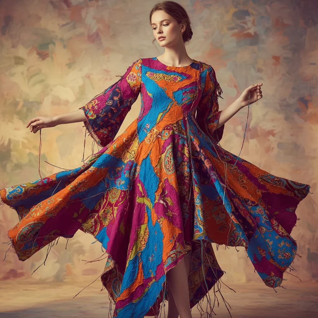 Avantgardistische Patchwork-Mode im Fauvismus-Stil