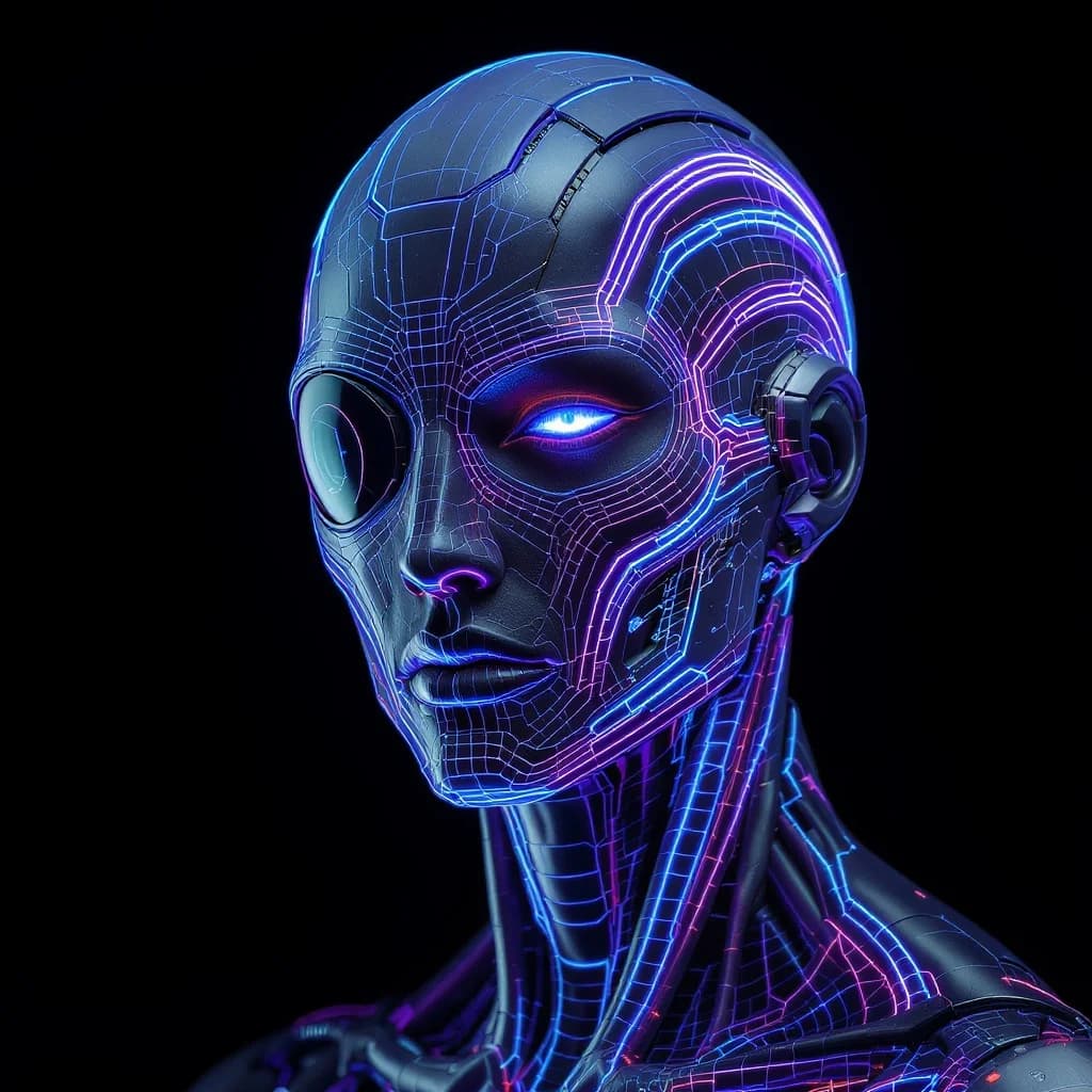 Transhumanes Porträt mit Plasma-Adern