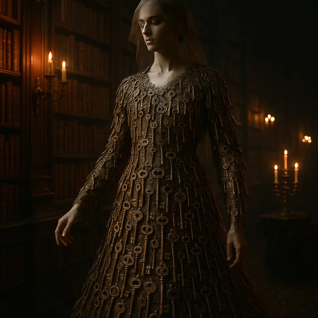 Mystische Schlüssel-Robe in antiker Bibliothek