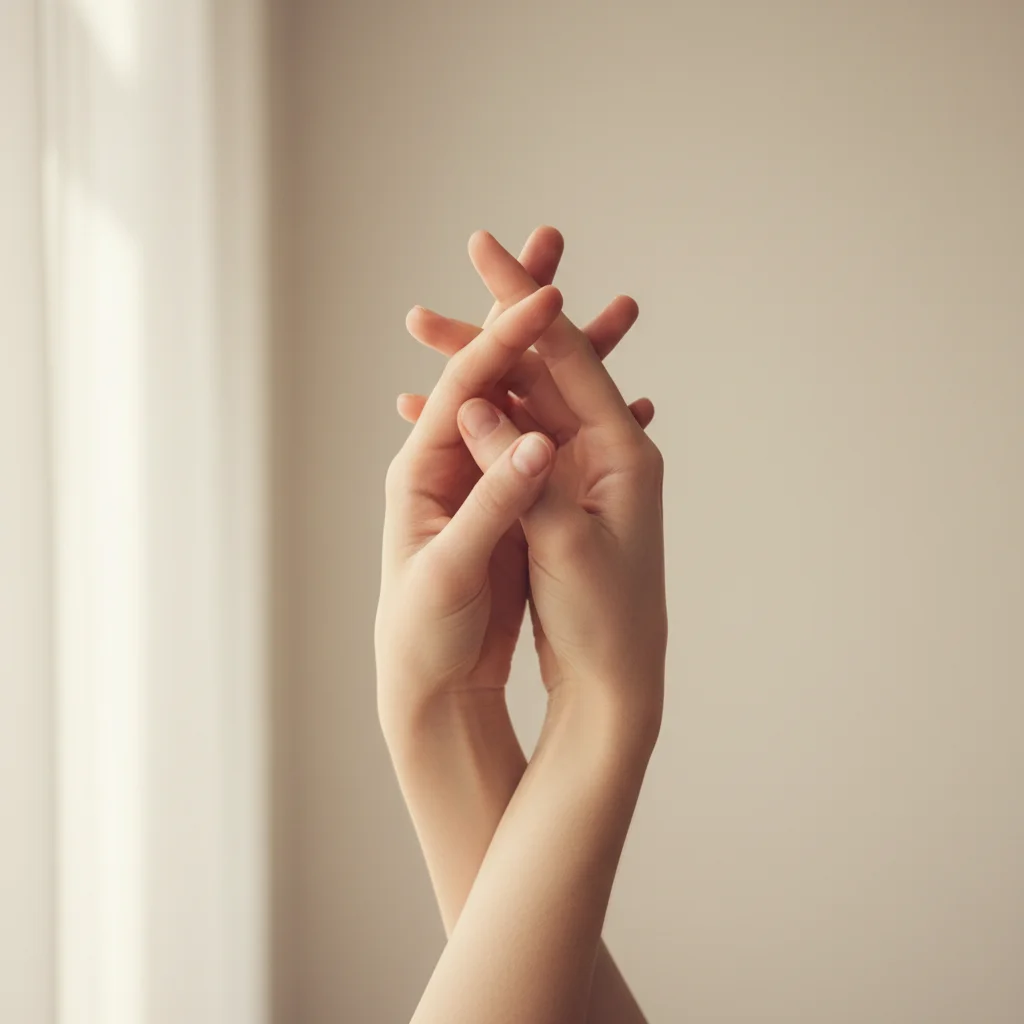 Verbundene Hände in minimalistischem Stil