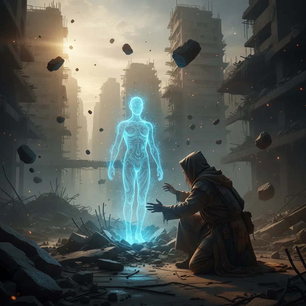 Nomade entdeckt Hologramm in Ruinenstadt