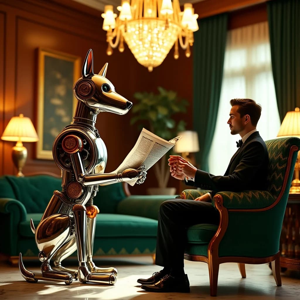 Mechanischer Hund im Art-Déco-Salon