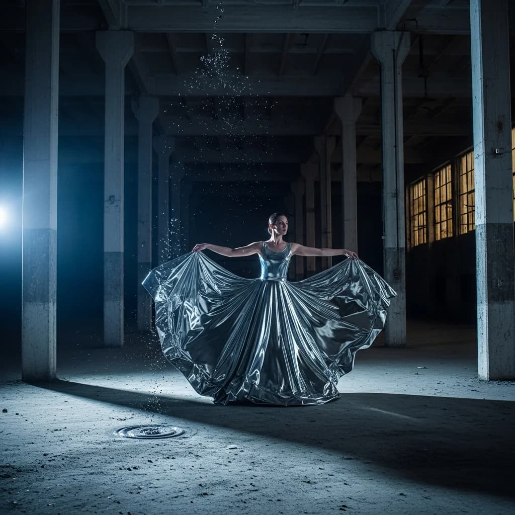 Quecksilber-Tänzerin in Industriehalle