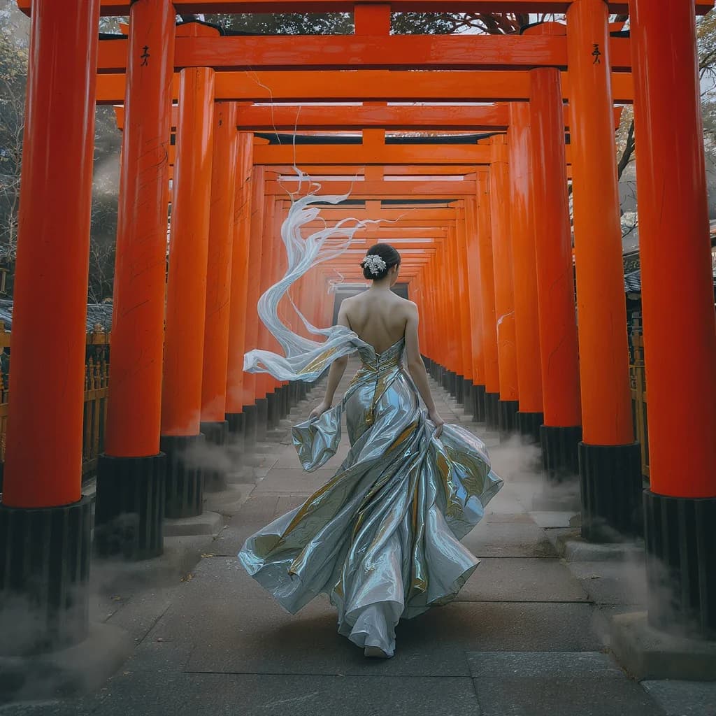 Surreale Haute Couture zwischen Torii-Gattern