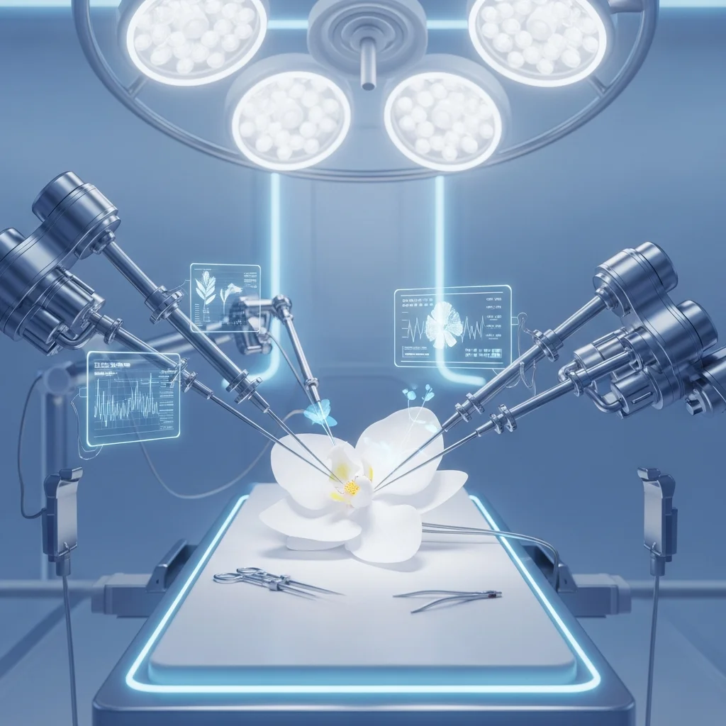 Roboterchirurgie an zarter Blüte
