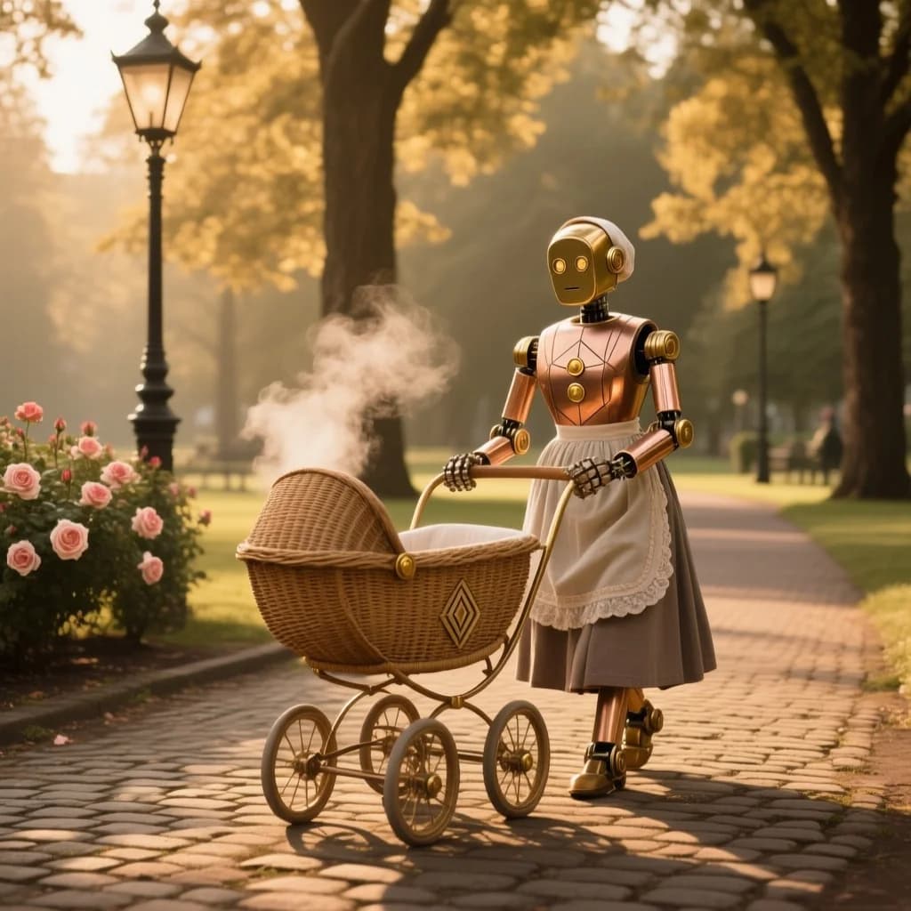 Retro-Roboter-Nanny im Stadtpark