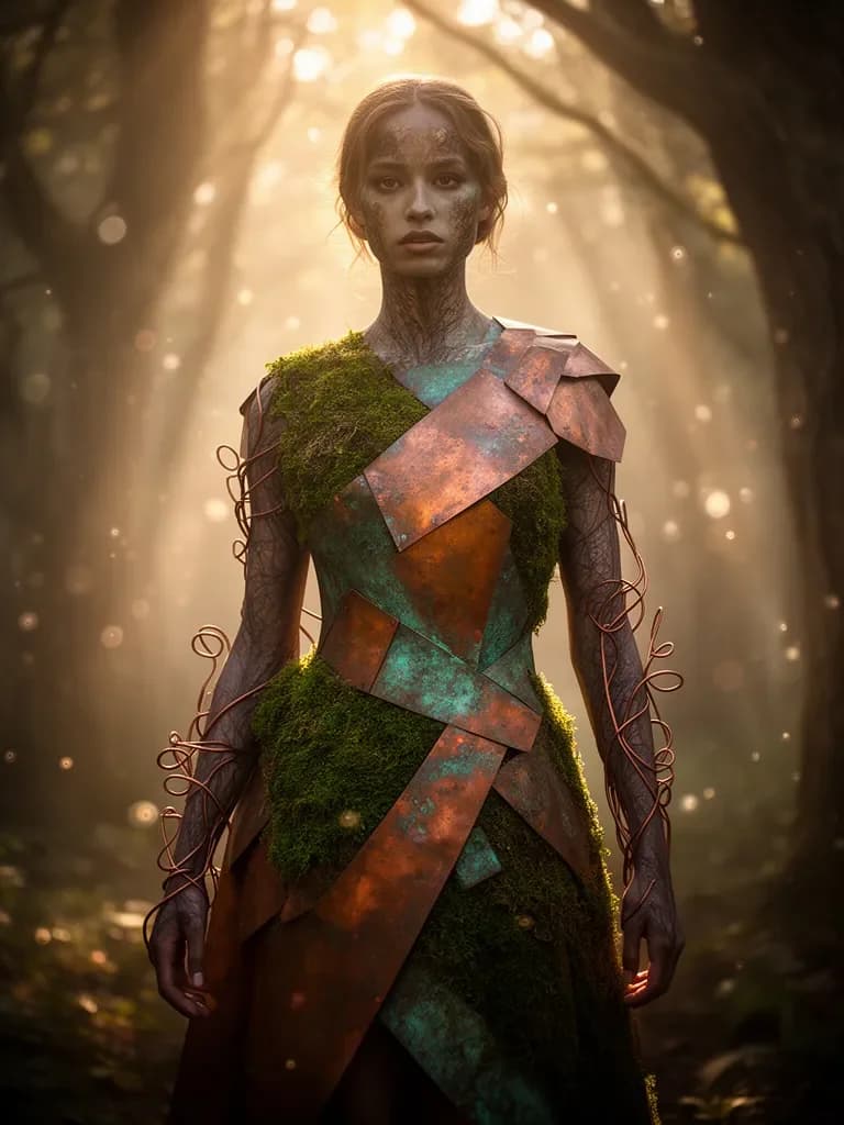 Bio-Punk Mode im mystischen Waldlicht