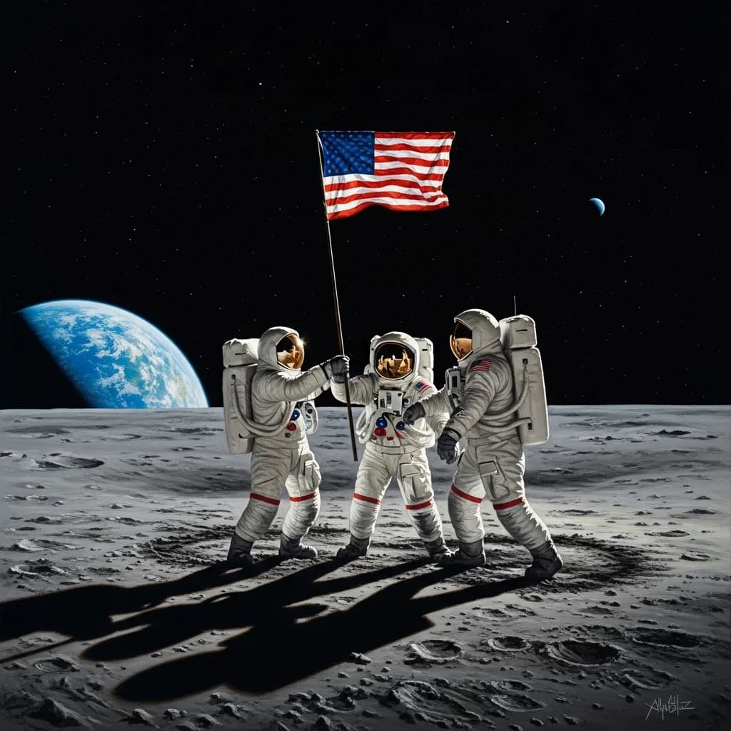 Mondlandung - Heroische Flaggenhissung