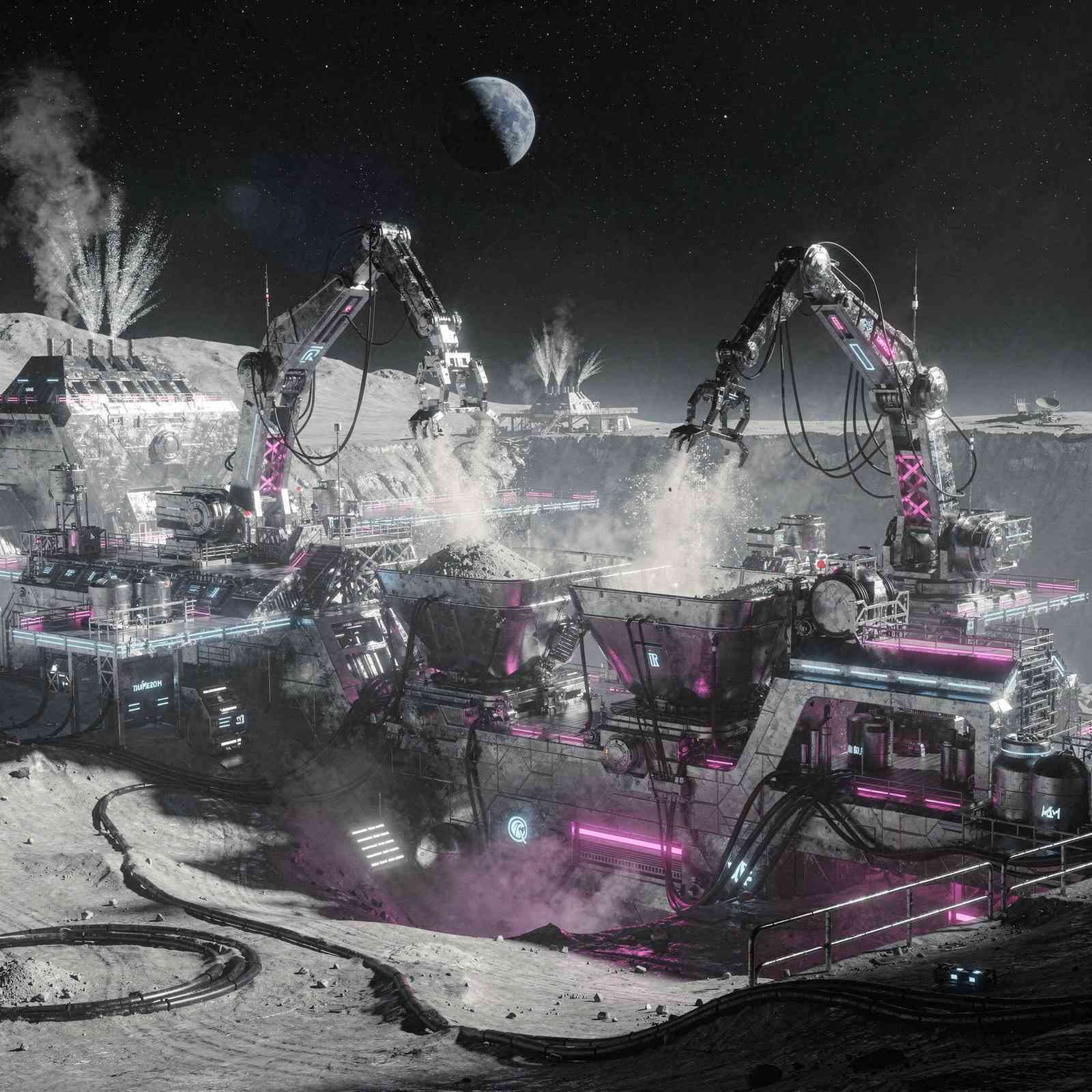 Cyberpunk-Mining-Station am Mondsuedpol