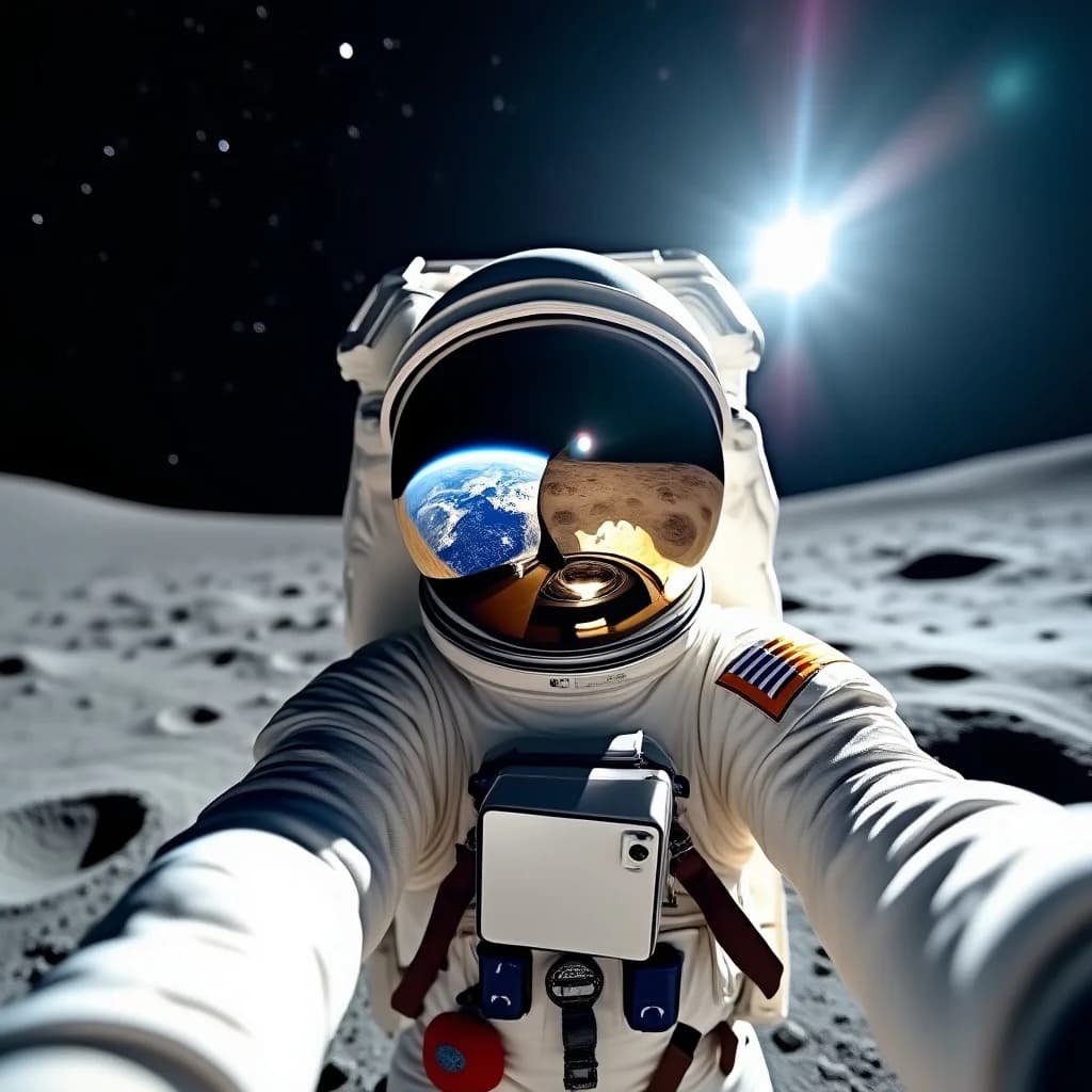 Astronaut-Selfie auf dem Mond