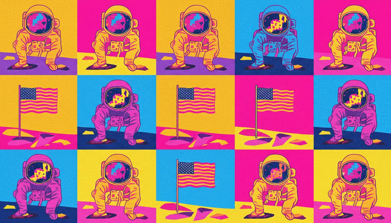 Mondlandung im Pop-Art-Stil