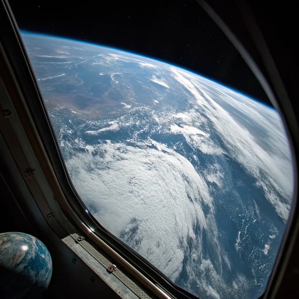 Erdblick durch Orion-Fenster