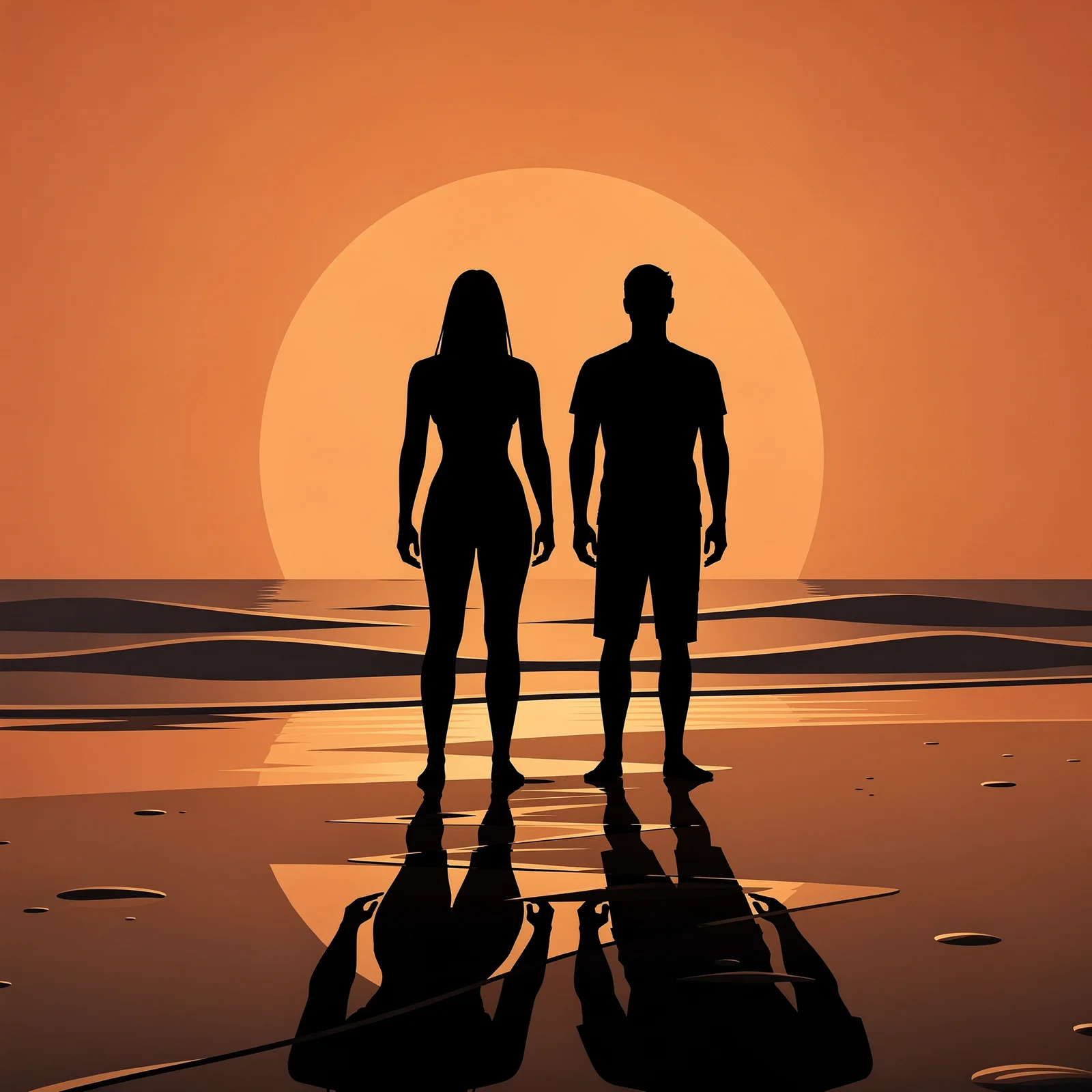 Silhouetten im Sonnenuntergang