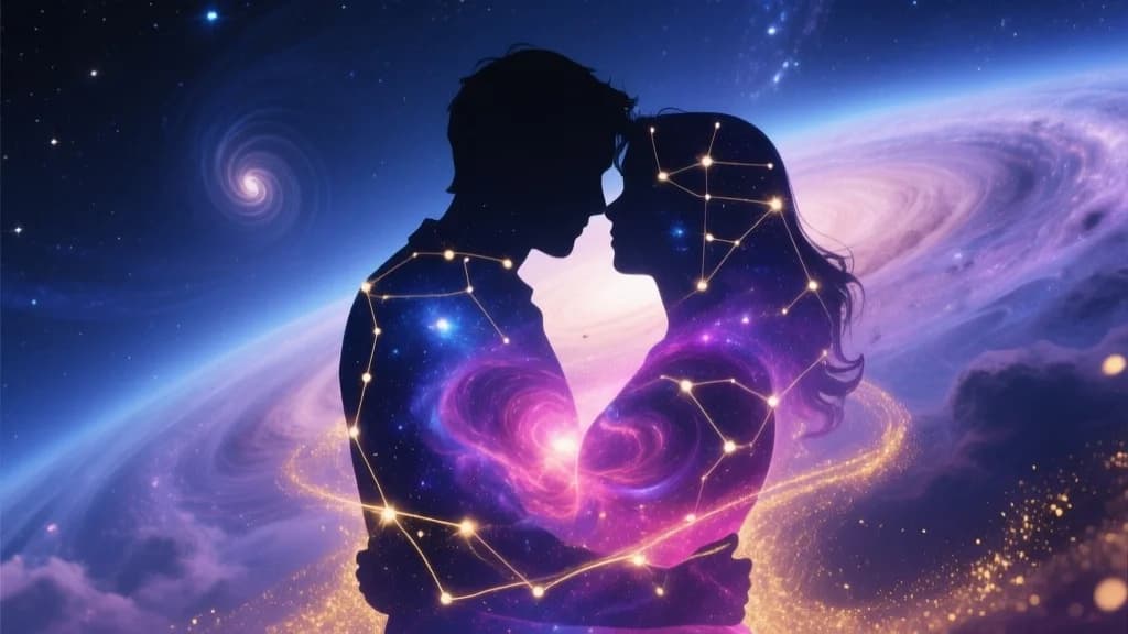 Sternenverliebtes Paar im Kosmos