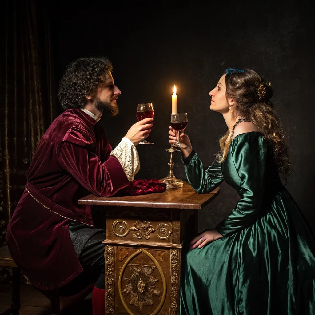 Renaissance-Paar bei Kerzenschein