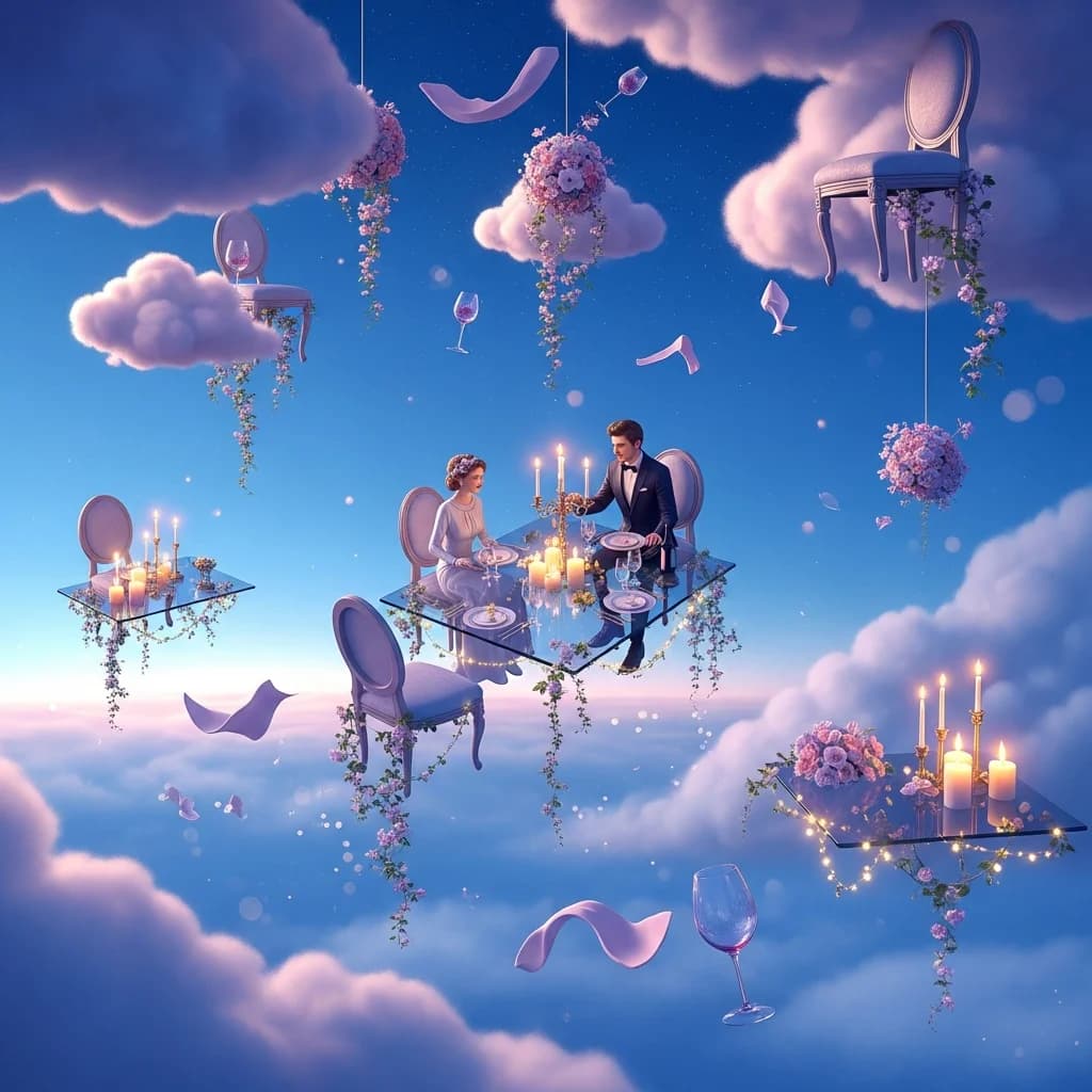 Schwebendes Restaurant in den Wolken