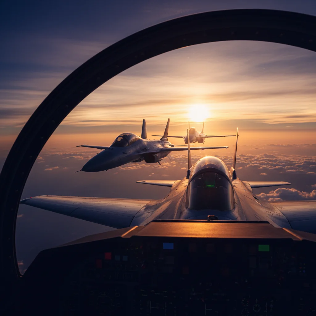 Formationsflug in der goldenen Stunde