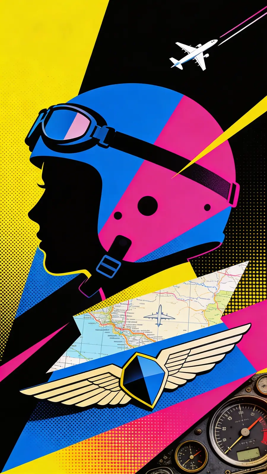 Abstrakte Pilotinnen im Pop-Art Stil