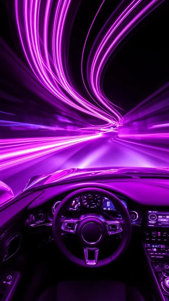 Neon-Lichttunnel Nachtfahrt