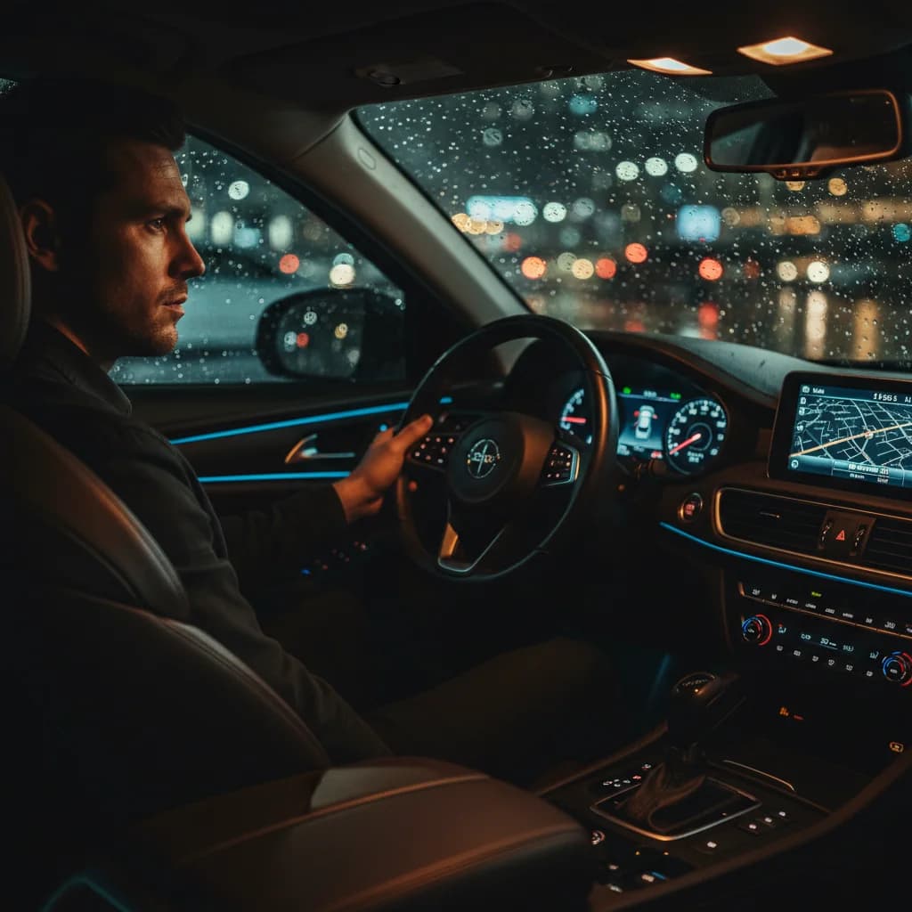 Nächtliche Cockpit-Atmosphäre mit Chiaroscuro