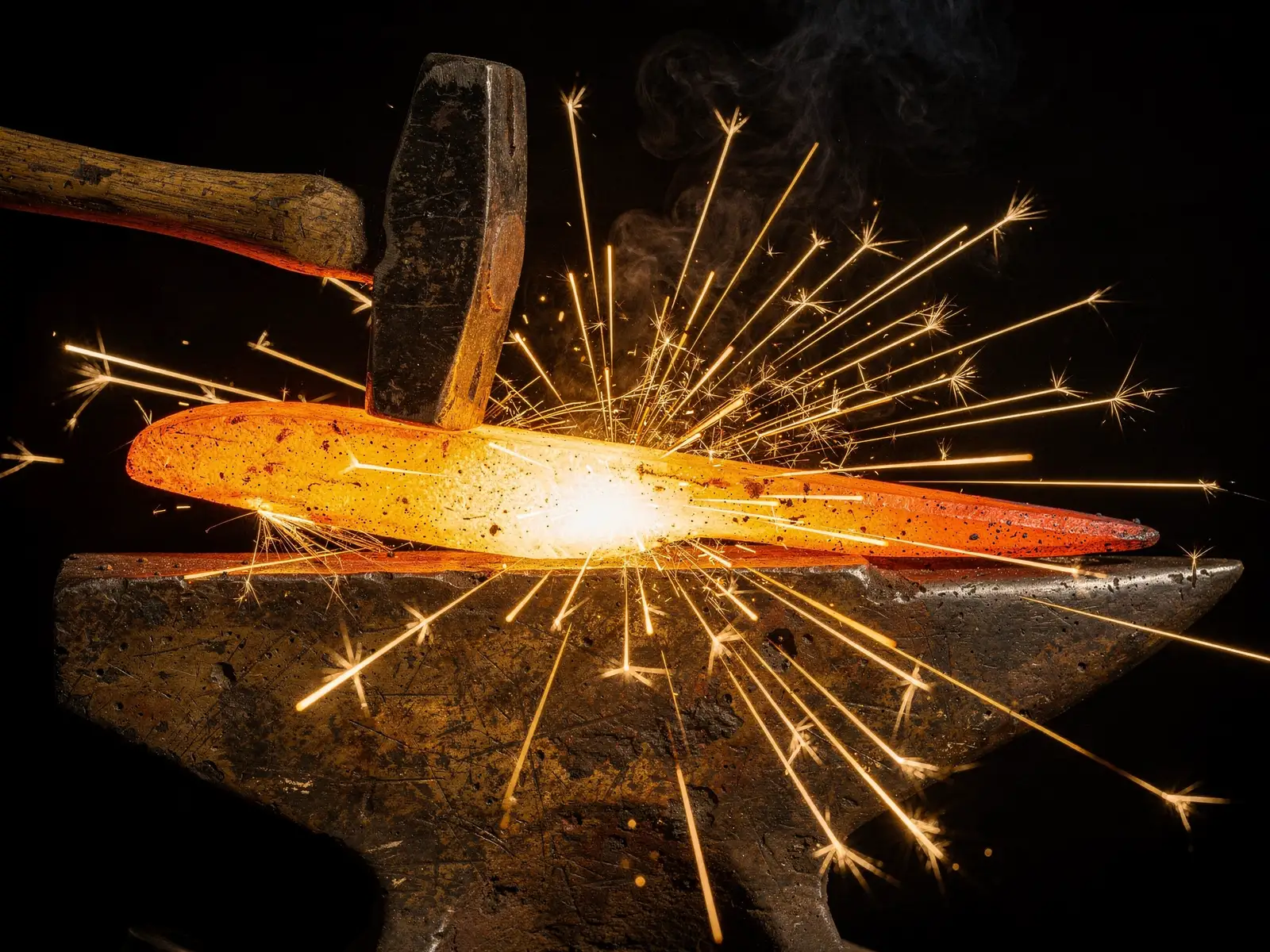 Glühendes Eisen mit Funkenexplosion