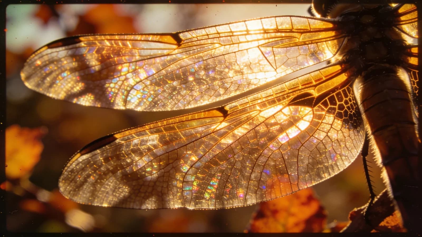 Herbstliche Libellenfluegel im Gegenlicht