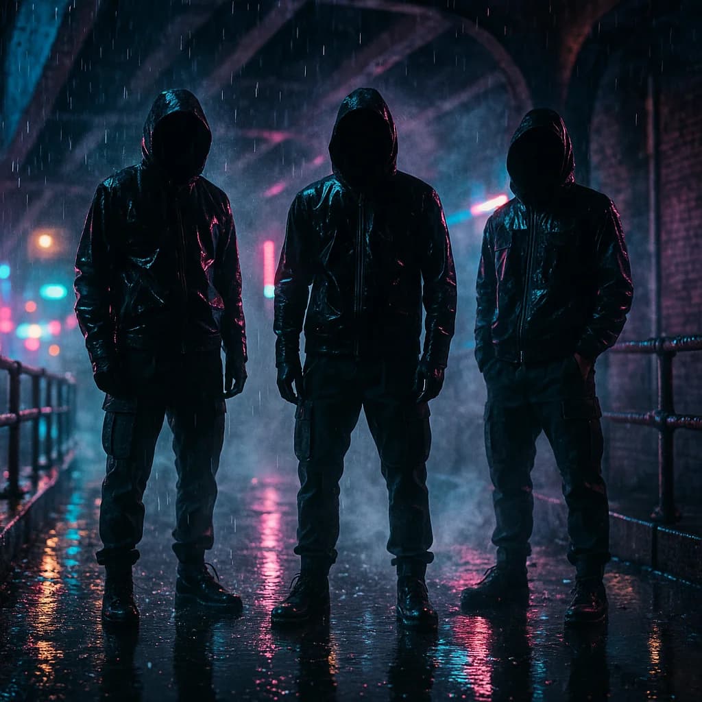 Futuristische Streetwear im Neonregen