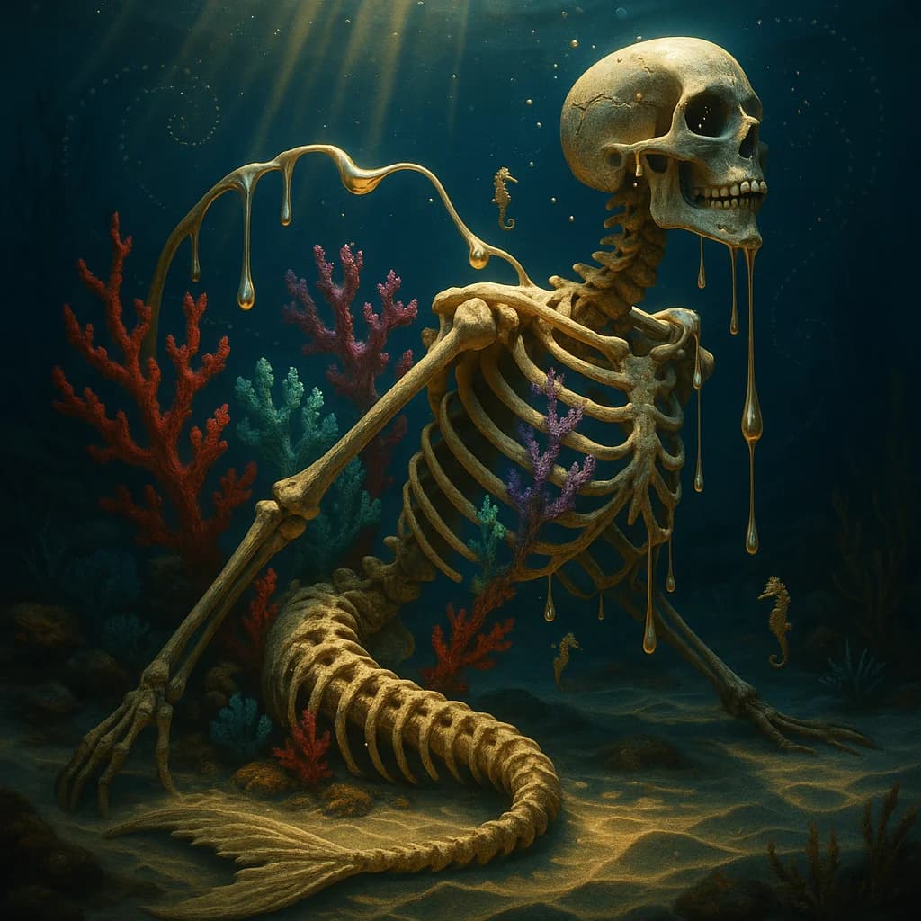 Verwunschenes Meerjungfrauen-Skelett im Korallenriff
