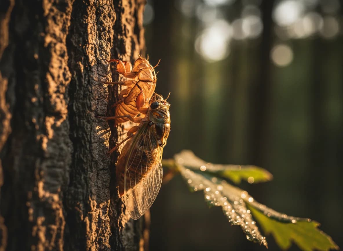 Schlüpfende Zikaden-Nymphe im Zeitraffer