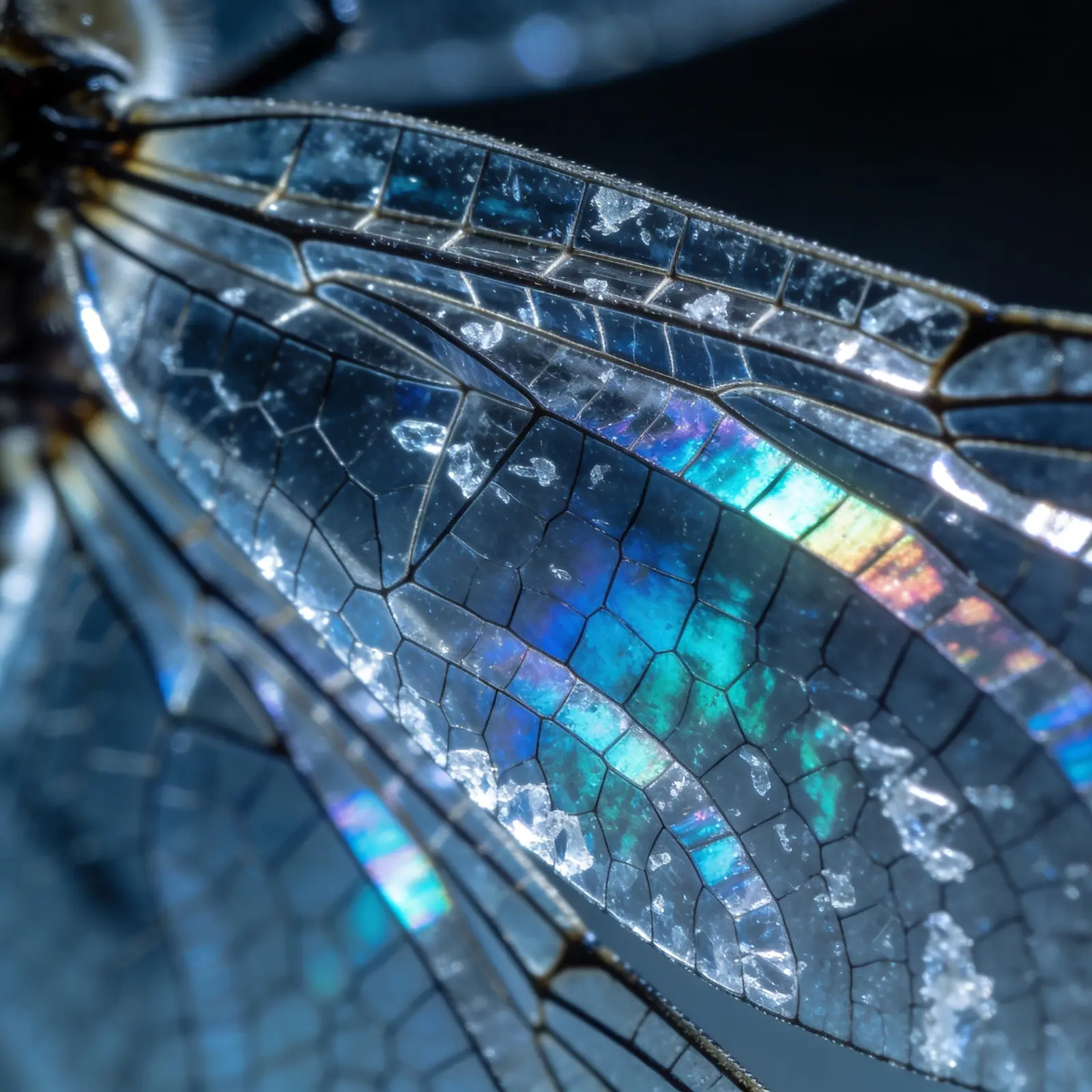 Schillernde Libellenflügel Mikroskopie