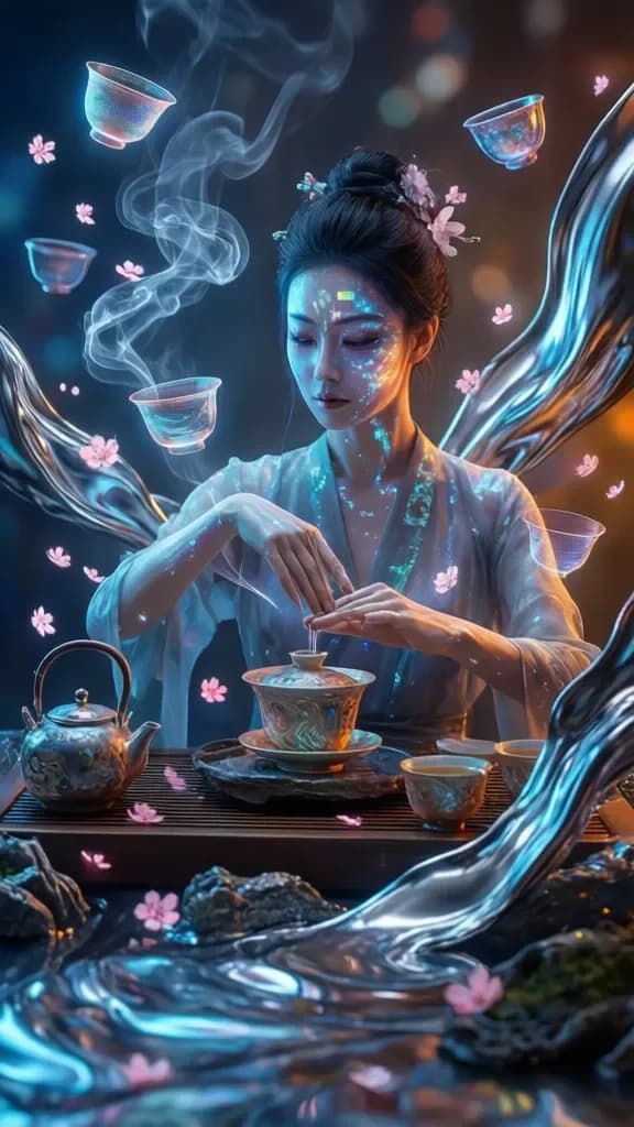 Holographische Tee-Zeremonie im Cyberspace