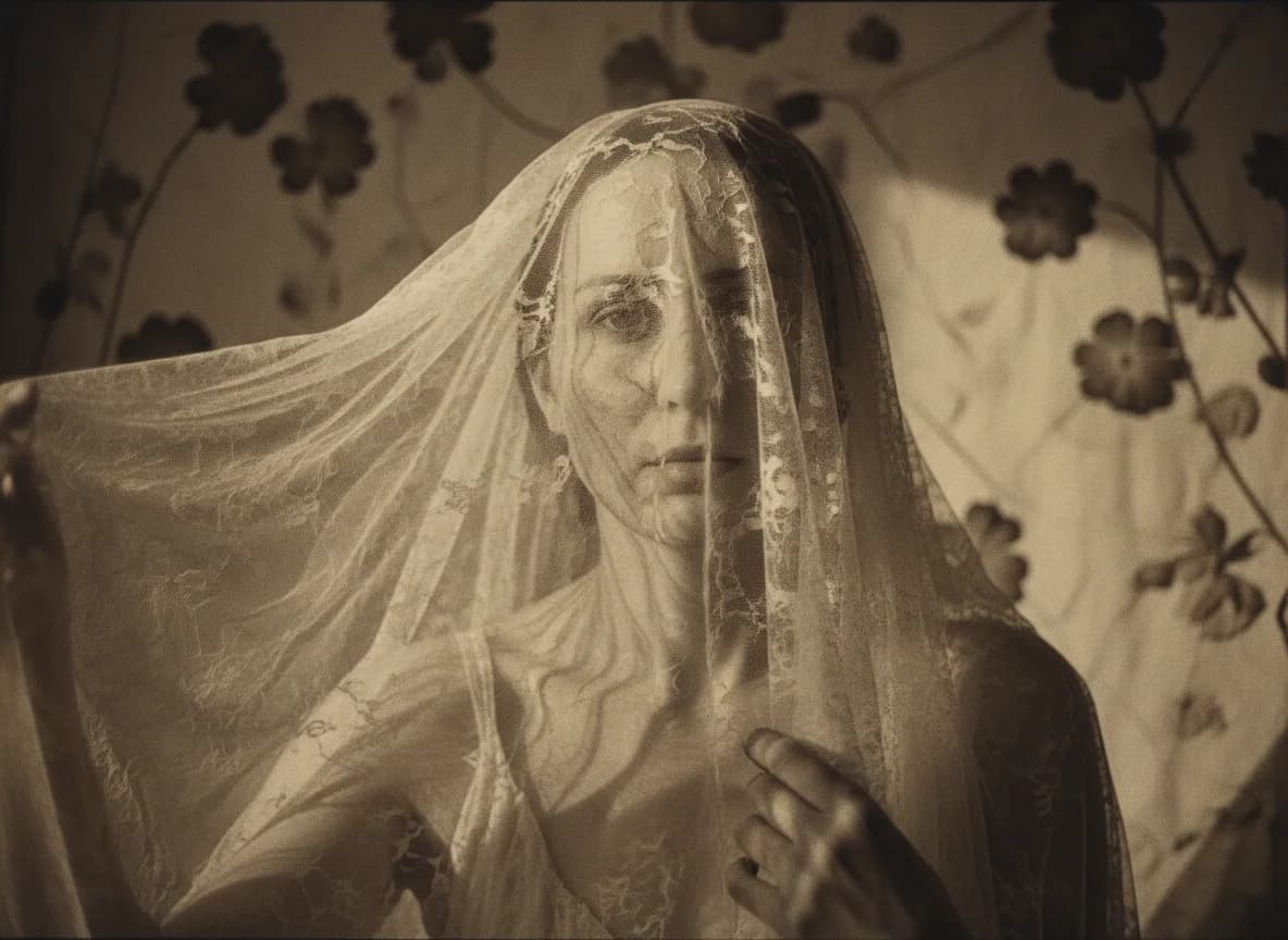 Vintage Porträt mit Spitzenschleier