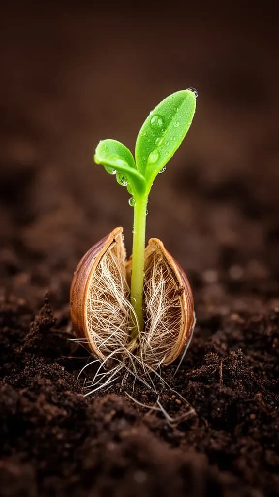 Keimling durchbricht Samenschale